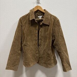 Christopher & Banks Vintage 90s Y2k Tan Suede Leather Jacket Machine Washable